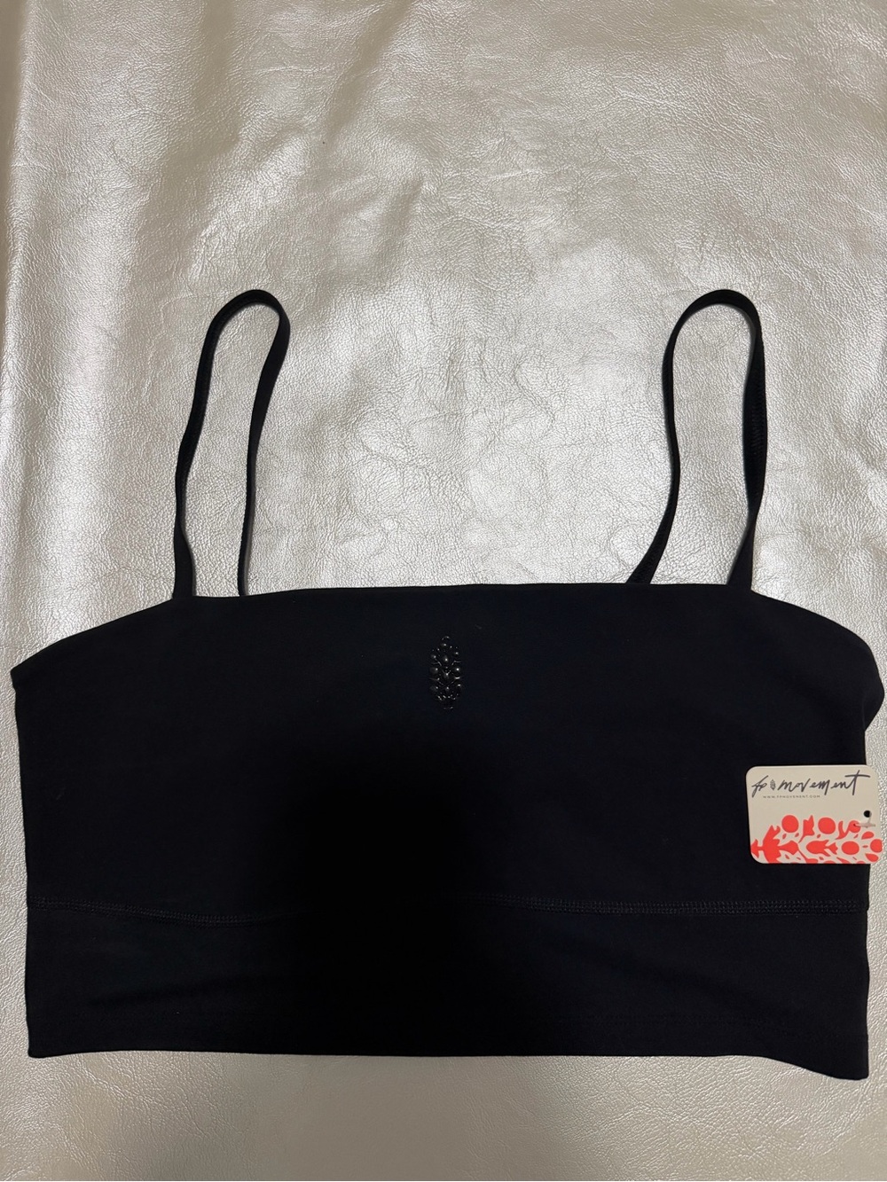 Free People Movement Black Women's Cropped Tank Top with Slim Straps